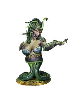 1/8 krūtinė moters, su gyvatės apima 2 galvutės ir pagrindo žaislas Derva Modelis Miniatiūriniai dervos pav Unassembly Unpainted