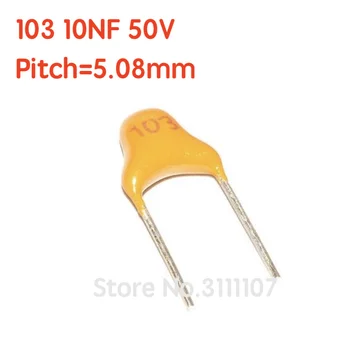 100VNT/daug 103 10NF 50V Daugiasluoksnius keraminius kondensatorius 103 10nF 50V 103M P=5.08 mm
