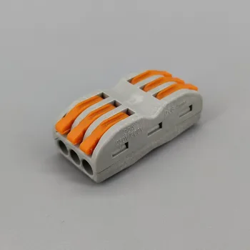 10vnt 3 Pin Universalus kompaktiškas laido pajungimo jungties laido gnybtų bloką su svirtis Splitter 32A