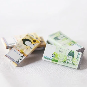 10vnt*Lėlių Banknotų 1:12 Miniatiūriniai Modeliavimas Pietų korėjos vonas Banknotų Vaikų Žaislas Valiuta Rekvizitai Šalies Žaislai