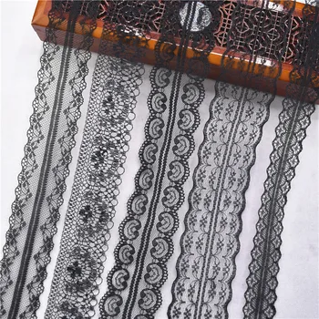 10yards Gryna Juoda nėrinių juostelės Width14-45mm afrikos nėrinių audinys, nėriniai apdailos siuvimo PASIDARYK pats siuvinėjimas, drabužių vestuvių dekoravimas