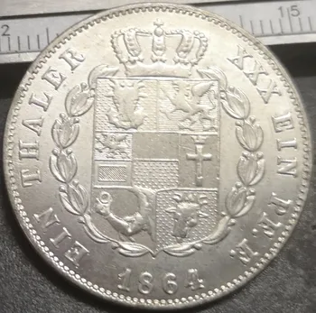 1864 ldk Meklenburgo-Schwerin 1 Thaler-Friedrich Franz Sidabro Padengtą Kopijuoti Monetos
