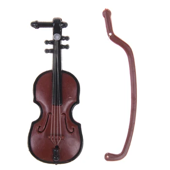 1Pc Plastiko Mini Smuikas Miniatiūriniai Muzikos instrumentų Lėlių Dekoratyviniai Papuošalai Plastiko Amatai 