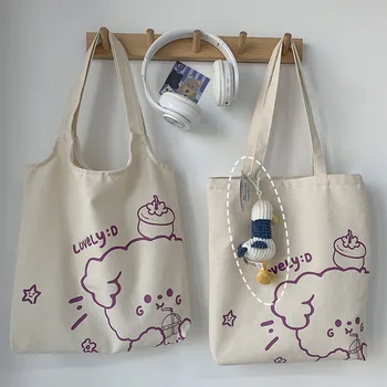 20020 Naujas Japonų Nešti Pirkinių Krepšys Lady gražių Animacinių filmų Drobės Pečių Maišą studentėmis Medvilninio Audinio, Eko Shopper Bag