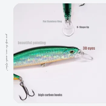2020 Geriausios Kokybės 9.5 cm/15g 8 Spalvų Minnow Žvejybos masalas nepastovi žmogus Dirbtiniai Masalai Crankbait Swimbait Karpių Jaukų 3D Žuvies akis