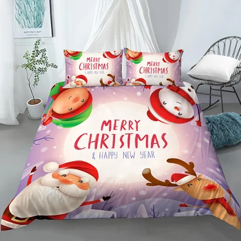 2020 Kalėdų Patalynės Komplektas Santa Claus Antklode Padengti su 1/2vnt Užvalkalas Šalikas Antklodė Padengti Namų Tekstilės Kalėdų Dovana