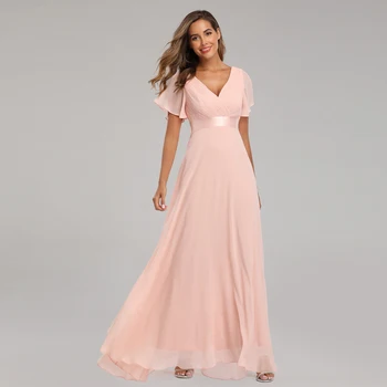 2021 JINZUO Vakaro Suknelės Elegantiškas V-Kaklo Ruffles Šifono Oficialų Suknelė Skraiste, Vestidos De fiesta Suknelė Vestuves