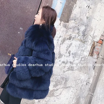 2021 Moterų Gamtos Nekilnojamojo Fox Fur Coat Žiemos High Street Elegantiška Prabanga Šiltu Dirbtiniais Kailiais Striukės Aukštos Kokybės Mados Plonas Paltas