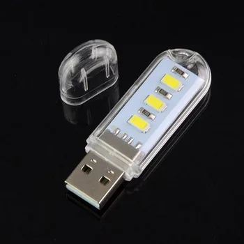 2VNT Mini USB LED Žibintuvėlis 3LED/8LED Naktį Šviesos Portable LED Lempa Balta/Šiltai Balta Skaitymo Šviesos USB jungtį Kompiuteryje Šviesos