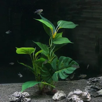 3 Dydžių Dirbtinis Žalieji Augalai Plastiko Vėžlys Lapų Akvariume Kraštovaizdžio Žuvų Bako Apdailos Laipiojimo Pet Langelį, Dekoratyviniai Augalai