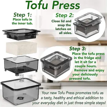 3-Sluoksnis, Tofu Paspauskite Tofu Drainer Tofu Paspauskite Built-in Drenažo Vandens Pašalinimo Įrankis plauti Indaplovėje Virtuvėje maisto Gaminimo Įrankių Rinkinys