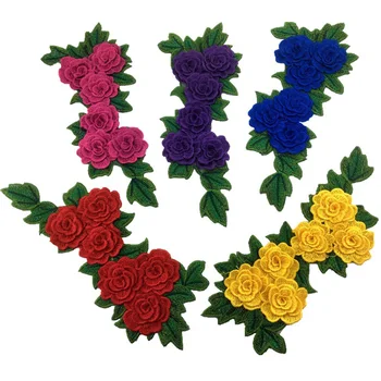 3D Gėlių Pleistras Drabužių Priedai Raudonos spalvos Gėlių Siuvinėjimas, Aplikacijos Apdailos Priedai Pataisų Jean Pleistrai NL291