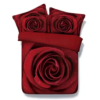 3D Red Rose antklode padengti Patalynės komplektas prabangių lova lapas lapų Super Karalius ir karalienė dydžio, visiškai twin dvigule lova maišą antklodė suvaržymas 4pcs