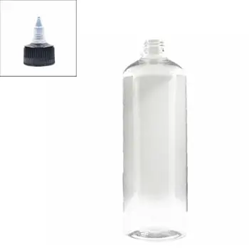 500ml tuščias apvalus plastikinis butelis , aišku, pet butelis su juoda Twist Viršuje, Kepurės, atkreipė į burną viršutinio dangtelio