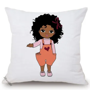 Afrika Baby Animacinių filmų Mesti Pagalvės užvalkalą Cute Girl Vaikų Kambaryje Sofa-Lova Dekoratyvinė Pagalvėlė Padengti Aksomo, Minkštas Užvalkalas 45x45cm