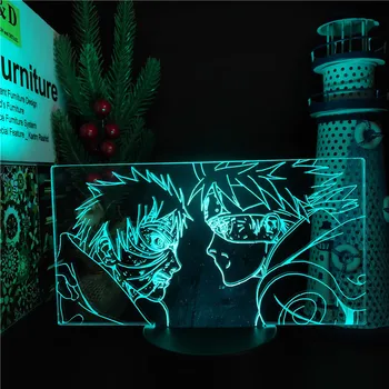 Bandai Naruto 3D Naktį Šviesos Uchiha Obito Hatake Kakashi Anime Pav LED Lempos, Miegamasis Apdailos Lampara Manga Žibintai Lampe
