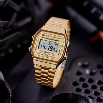 Casio žiūrėti aukso laikrodis vyrams nustatyti prekės ženklo prabangus LED skaitmeninis Vandeniui Kvarco Sporto karinės Riešo Žiūrėti relogio masculino A168WG-9W