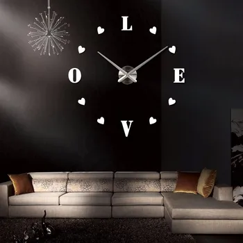 Didelis Sieninis Laikrodis Žiūrėti 3D Sieniniai Laikrodžiai De Sumalti Namų Puošybai Meilės Sienų Lipdukai Pecial Kambarį Namų Dekoro Priedai