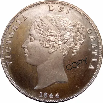 Didžiosios Britanijos Victoria 1 Penny 1844 Raudona, Vario Monetos Kopija