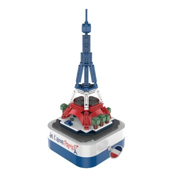 Eifelio Bokštas La Tour Eiffel, Je t ' aime Paris Sukasi music box Modelio Kūrimo Blokai, Plytos, žaislai Mergaitėms, gimtadienio Dovanos