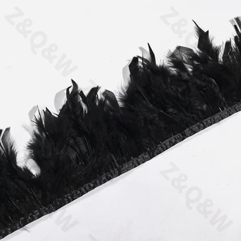 Gamtos 10-15 CM (4-6 cm) turkija plunksnos nudažyti juodai, kad 2-10m veiklos kostiumo sijonas dekoratyvinis audinys 