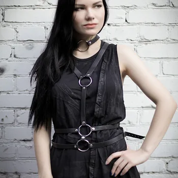 Gothic punk, kūno pakinktai rankų darbo harajuku odinis diržas petnešos moterys dizaineris juosmens diržai