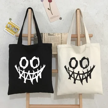 Japonijos tamsiai shopper bag Gotų Bangos y2k drobė maišelis įdomus animaciją didelės talpos Ulzzang moterų maišelį Harajuku moterų pečių krepšiai