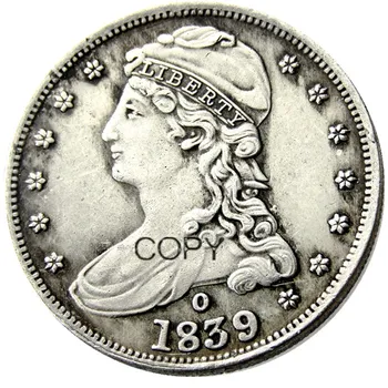 JAV 1838 1839 Apribota Krūtinė Pusė Doleris Sidabro Padengtą Kopijuoti Monetas