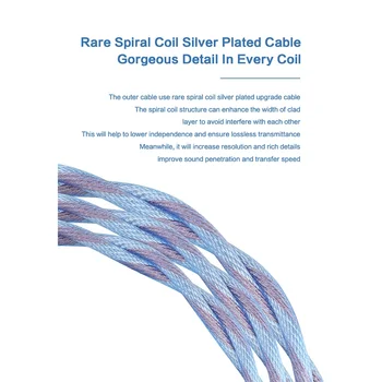 JCALLY JC20 spiralės folija 364cores sidabro danga atnaujinti Laidas Laidas 3.5 mm Mikrofonas MMCX QDC 0.78 mm (Azuras Mėlyna Violetinė)
