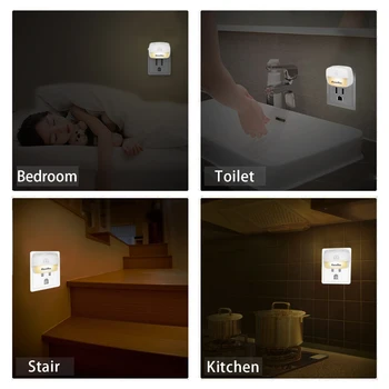 Judesio Jutiklis LED Nakties Šviesos ES Kištukas 220V Mini Naktį Žibintai Namų Miegamojo, Koridoriaus Apšvietimas Laiptai, WC, Naktiniai staleliai, Lempa