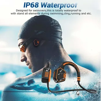 Kaulais Ausines Bluetooth 5. 1 Belaidės Ausinės 16GB Stereo Muzikos laisvų Rankų įranga IP68 Vandeniui Plaukimo Ausinių
