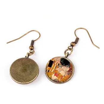 Kiss Gustav Klimt Auskarai Cameo ir į Stiklo Meno, Literatūros ir Meno Stiliaus Pasaulyje Žinomų Tapybos Lašas Earings Moterų Papuošalai Dovana