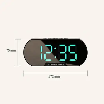 Led Elektroninis Laikrodis-Žadintuvas Naktį Šviesos Veidrodis Tyli Stalo Laikrodis Įkraunamas Usb Lempa Naktiniai Kambario Dekoro Miegamojo Puošmena