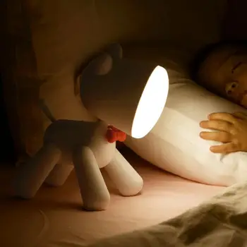 LED Stalo Lempa Trijų pavarų Pritemdomi Stalo Lempa Naktį Šviesos Kūrybos Animacinių filmų Veislės Šuniukas Super Ryškus Nešiojamas Žibintas Naktiniai staleliai, Lempa