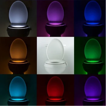LED Tualetas Šviesos PIR Judesio Jutiklis 8 Spalvų Tualeto Sėdynė Naktį, Šviesos, atsparus Vandeniui WC Apšvietimas WC LED Lempos Luminaria