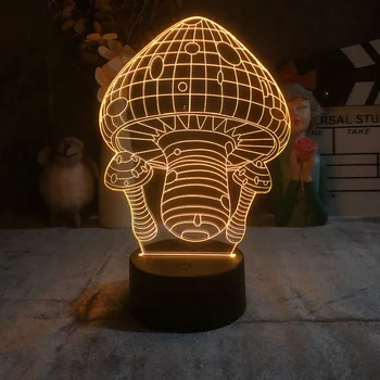 LED Vaikams Mielas Naktį Šviesos Grybų Stalo Lempa Akrilo Naktiniai 3D Iliuzija naktinė lempa Buveinės Šalies Atmosferą Dekoro Gimtadienio Dovana