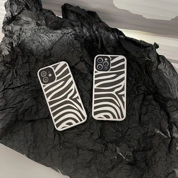 Mados Zebra Juostele Atveju iPhone 11 12 Pro Max 8 7 Plius Xr Xs Max X SE 2020 m. 12 Minkštas Galinį Dangtelį Coque 