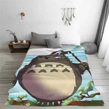Mano Kaimynas Totoro Antklodės Anime Tonari No Totoro Flanelė Mesti Pledai, Miegamasis, Sofa-Nešiojamų Minkštas Šiltas Bedsprea