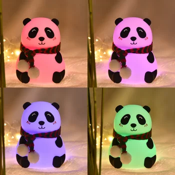 Mielas Panda Naktį Šviesos 7 Spalvų LED Lentelė Šviesos USB Įkrovimo Silikono Panda Lempos Touch Kontrolės, Naktiniai staleliai, Lempa Namų Dekoro Dovanos