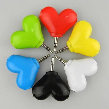 Mini Mielas Širdies formos 3.5 mm, iPhone 6s MP3 Grotuvas, Adapteris, Splitter Double Jack Adapteris, Ausinės Jungtis