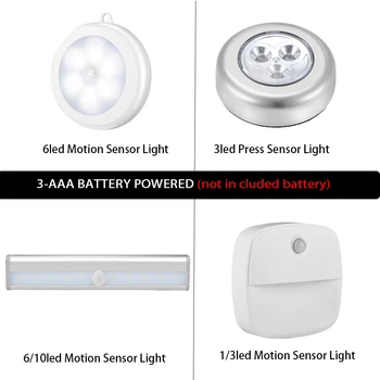 Naktį Šviesos Smart Judesio Jutiklis Šviesos baterijomis, LED Naktį Naktiniai staleliai, Lempa Lempos, Vaikų, Miegamojo, Prieškambario Kelias Tualeto Sėdynės