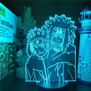 Naruto Uzumaki Jiraiya 3D Naktį Žibintai Anime LED Vaizdo Lempa Dekoro Namų Shippuden Kalėdų Dovana Touch 