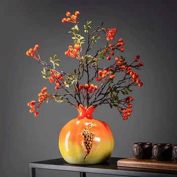 Naujas Kinų Stiliaus Granatų Formos Keramikos Papuošalų Kūrybos Gėlių Kompozicijų Namų Kambarį Apdaila Retro Maža Vaza