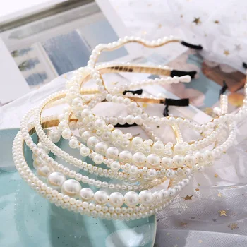 Naujas perlas lankelis kūrybos šviesą temperamentas paprastas banga pearl kaspinai moterų dizaineris plaukų juostos mergaitėms priedai