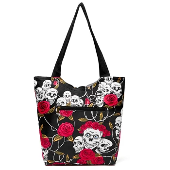 Naujo Dizaino Moterų Rankinės Didelės Talpos Totalizator Krepšiai Multi-kišenės Pečių Maišą Skull&Rose Pirkinių Krepšys Piniginės