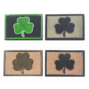 Nedidelė Airijos Lapų Taktinis Siuvinėjimo Pleistrai Emblemos Emblema 7.6*5cm Aksesuaras Kablys ir Kilpa Taktinis