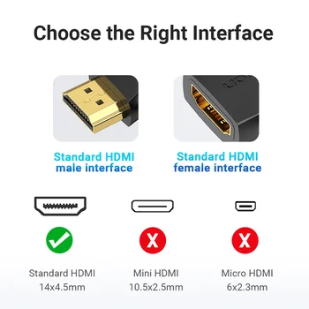 Paj HDMI Adapteris 90 270 Laipsniu stačiu Kampu 4K HDMI Extender HDMI Vyrų ir Moterų Kabelio Jungtis, skirta HDTV PS4 HDMI Konverteris