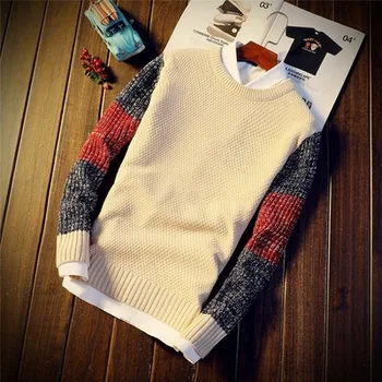 Pavasarį, rudenį jaunimo ir megztiniai vyrams plona korėjos versija ploni megztiniai su ilgomis rankovėmis ir apvalios kaklų už leisur