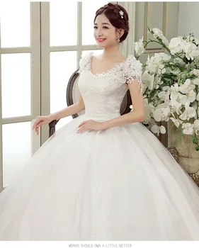 Plius Dydis Vestuvių Balta Nėščia, Uodegų Vestuvių Suknelė 2021 Klasikinis Nėrinių Gėlių Nėrinių Kamuolys Suknelė Vestido De Noiva