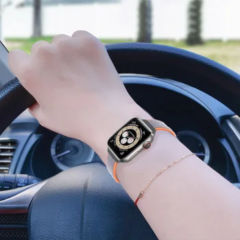 Plonas Nailono diržas Apple Watch band 44mm 40mm 44mm 42mm 45mm 41mm smart žiūrėti Sportas Linijos apyrankę iwatch 7 se 6 watchband